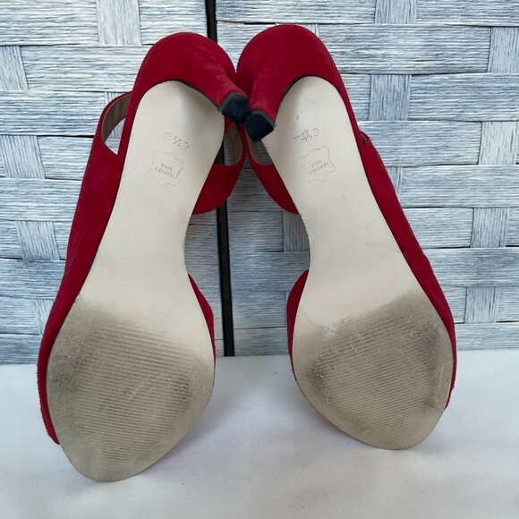 Talbots Red Suede Slingback Peep Toe Heels Women Size 6.5B - Picture 7 of 8